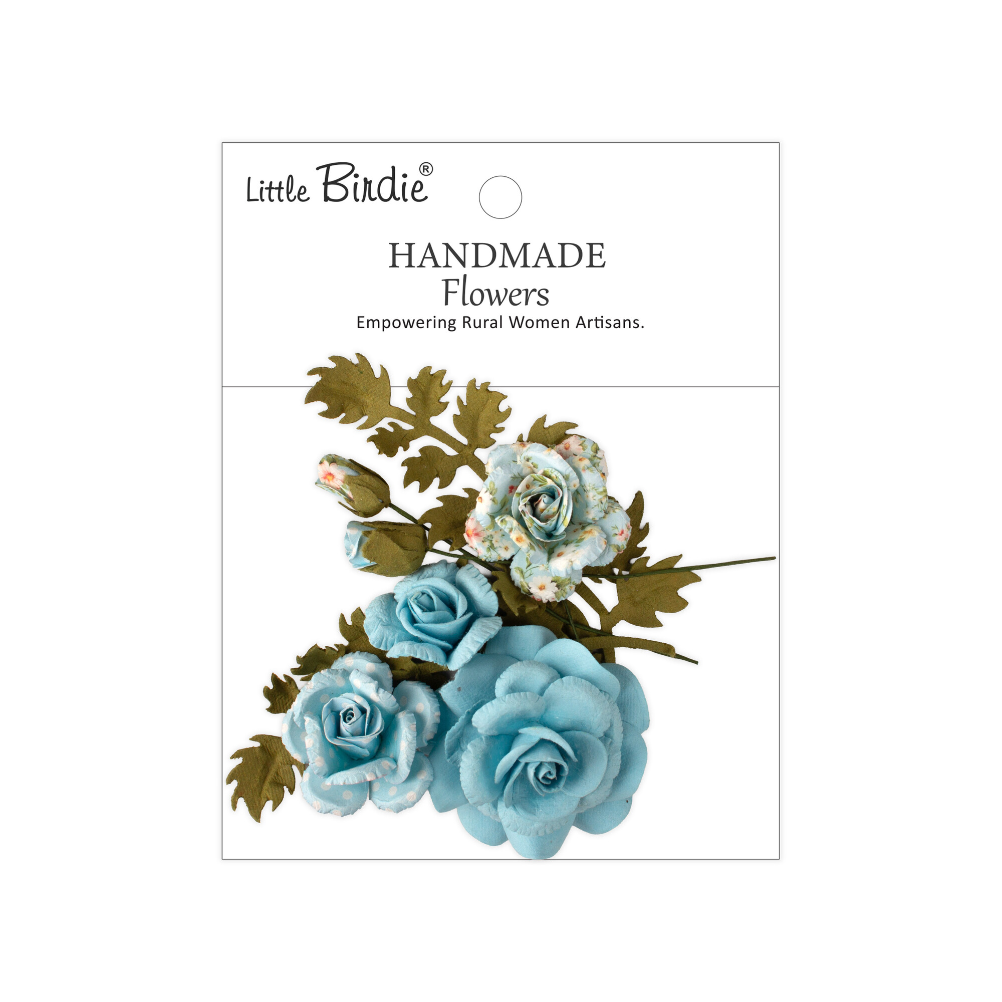 CR110134 Little Birdie Handmade Printed Paper Flowers Roisin Blue Symphony 8pcs