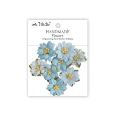 CR110140 Little Birdie Handmade Printed Paper Flowers Vinita Blue Symphony 8pcs
