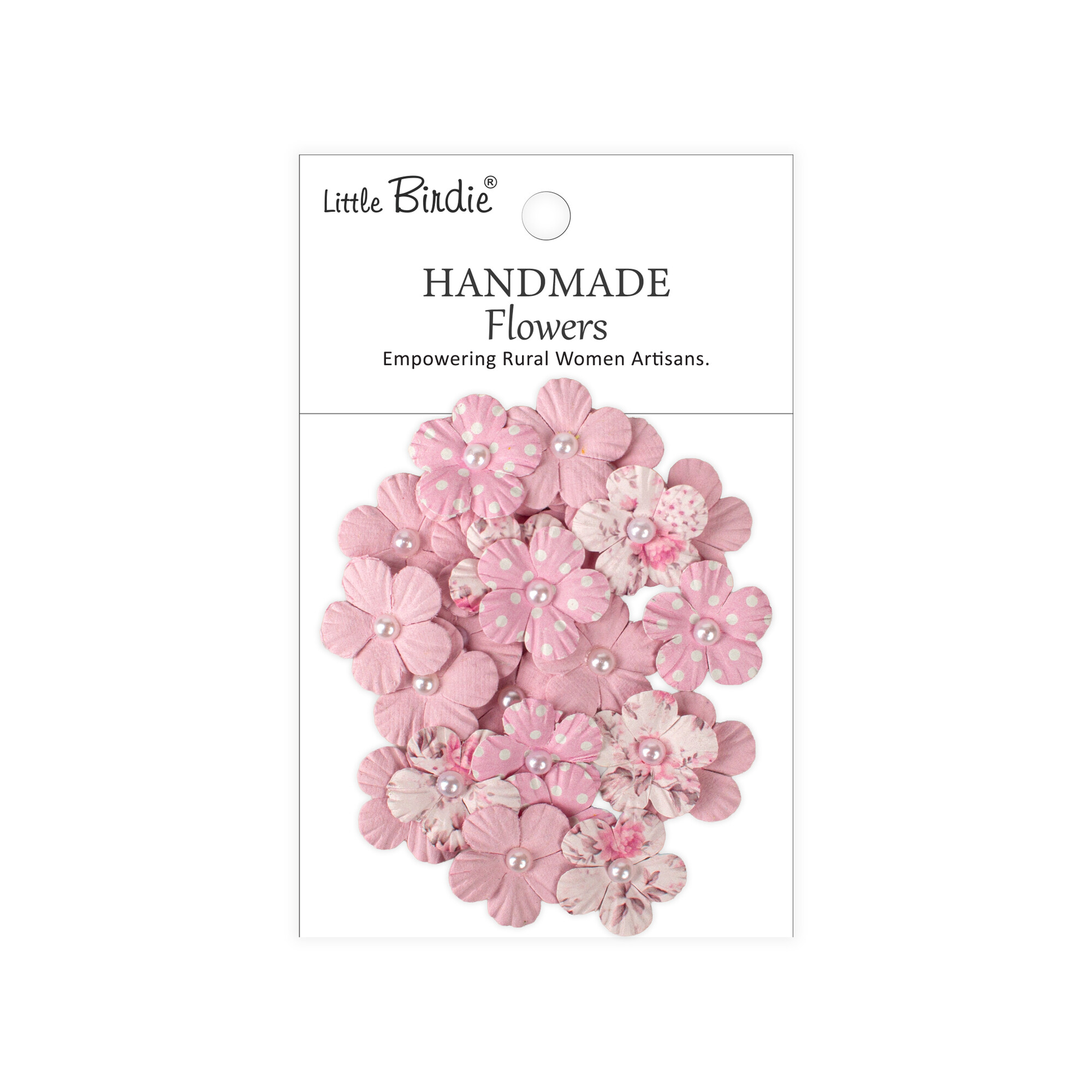 CR110506 Little Birdie Handmade Printed Paper Flowers Polly Pink Symphony 25pcs