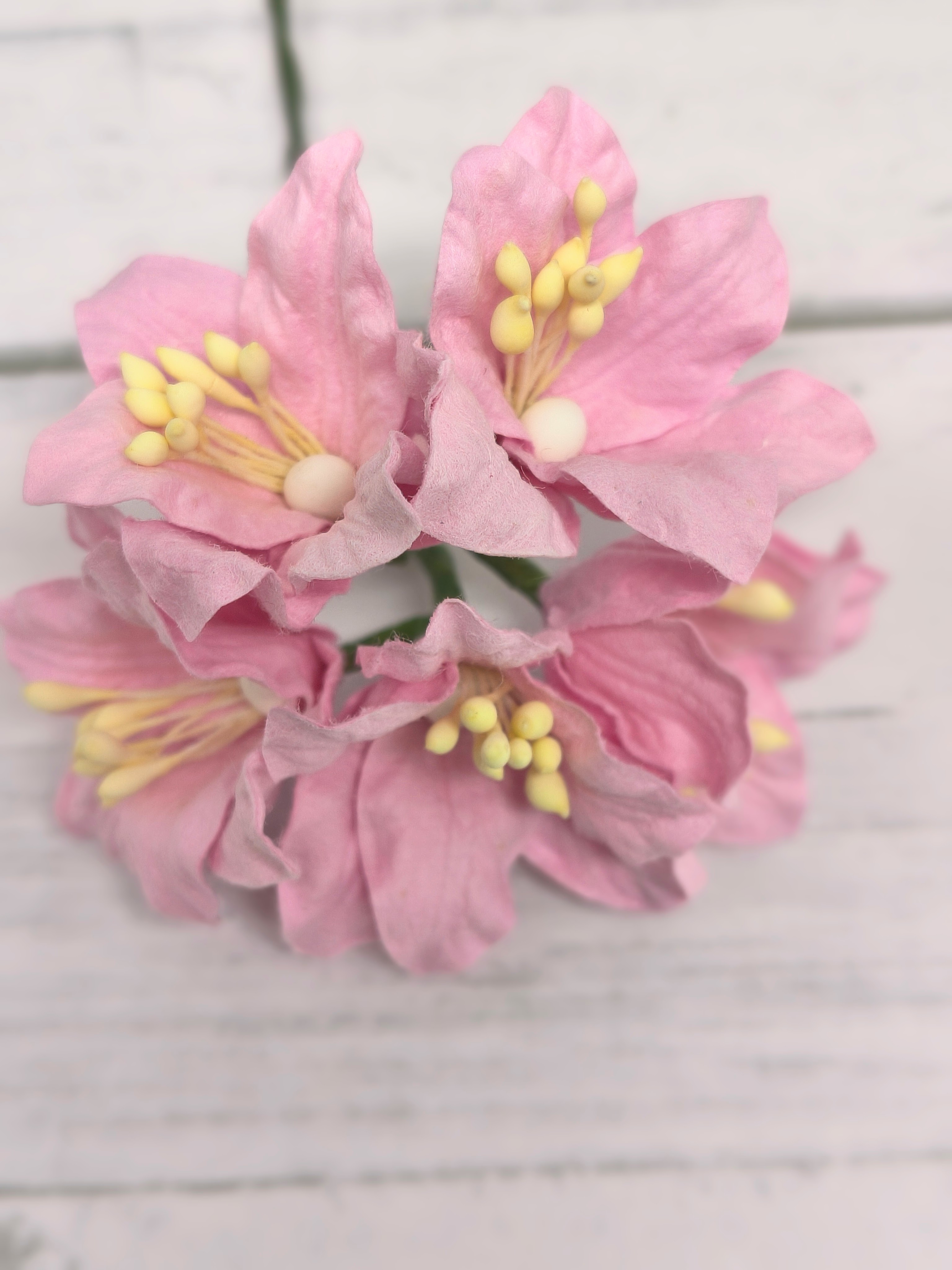 LY1-3 PINK Lily Paper Flowers - 5pcs