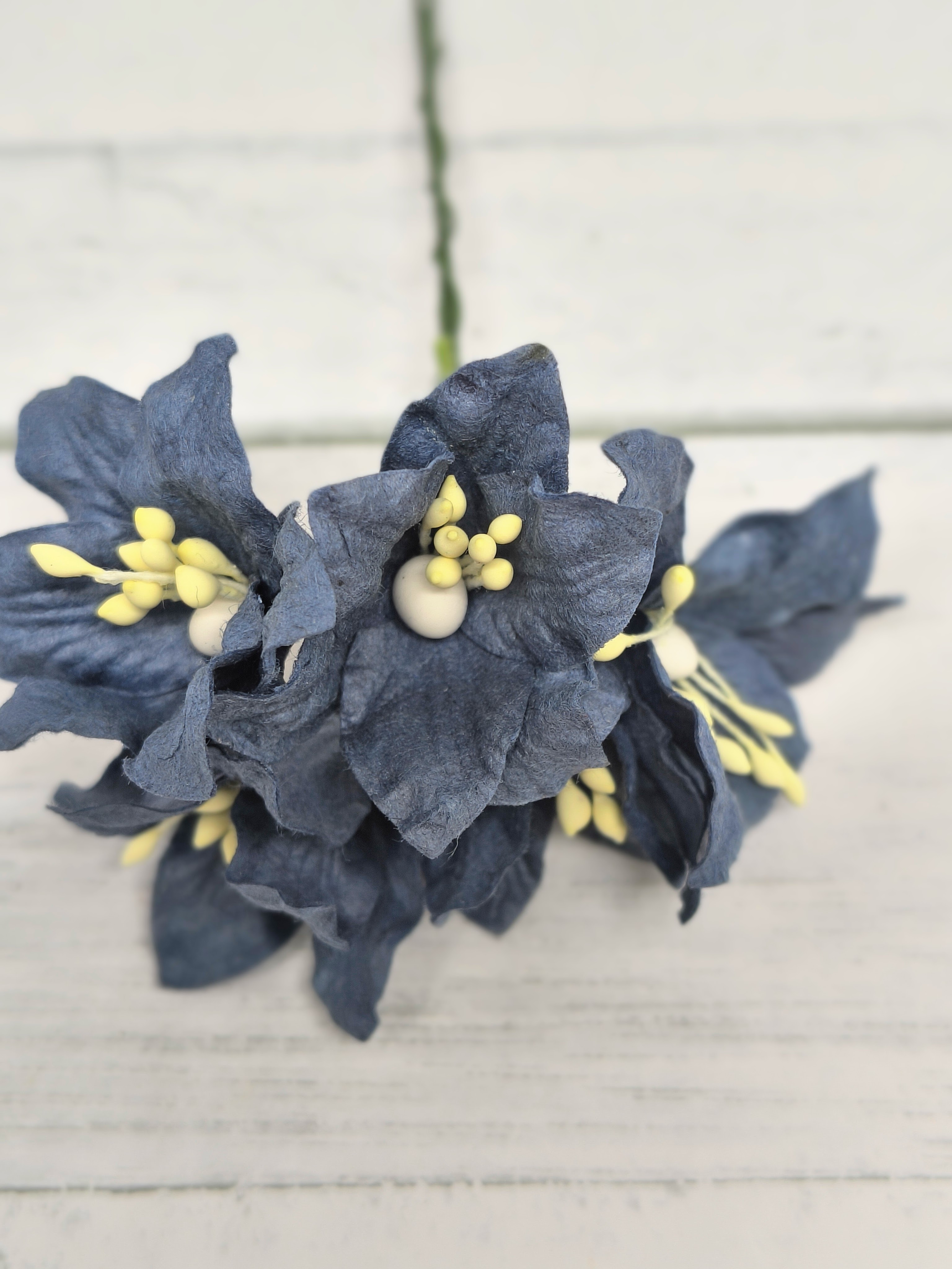LY1-421 SOLID DENIM BLUE Lily Paper Flowers - 5pcs