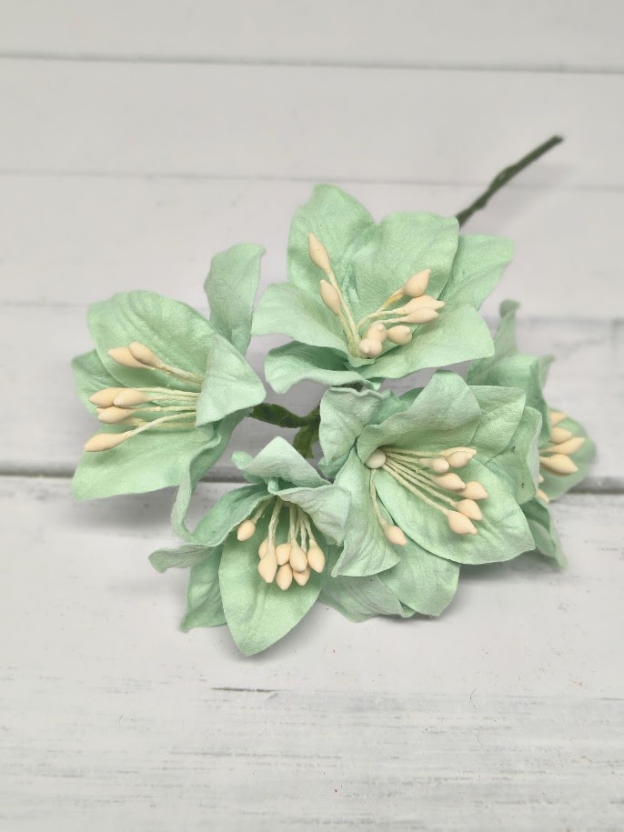 LY1-450 SOLID AQUA BLUE Lily Paper Flowers - 5pcs
