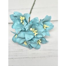 LY1-451 LIGHT TURQUISE BLUE Lily Paper Flowers - 5pcs