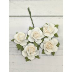 OR-R6-1 Open Roses I am Roses Paper Flowers - WHITE-5pcs