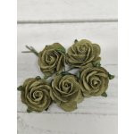 OR-R6-10 Open Roses I am Roses Paper Flowers - KHAKI GREEN-5pcs