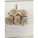 OR-R6-11 Open Roses I am Roses Paper Flowers - BEIGE5pcs