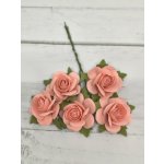 OR-R6-12 Open Roses I am Roses Paper Flowers - CORAL-5pcs