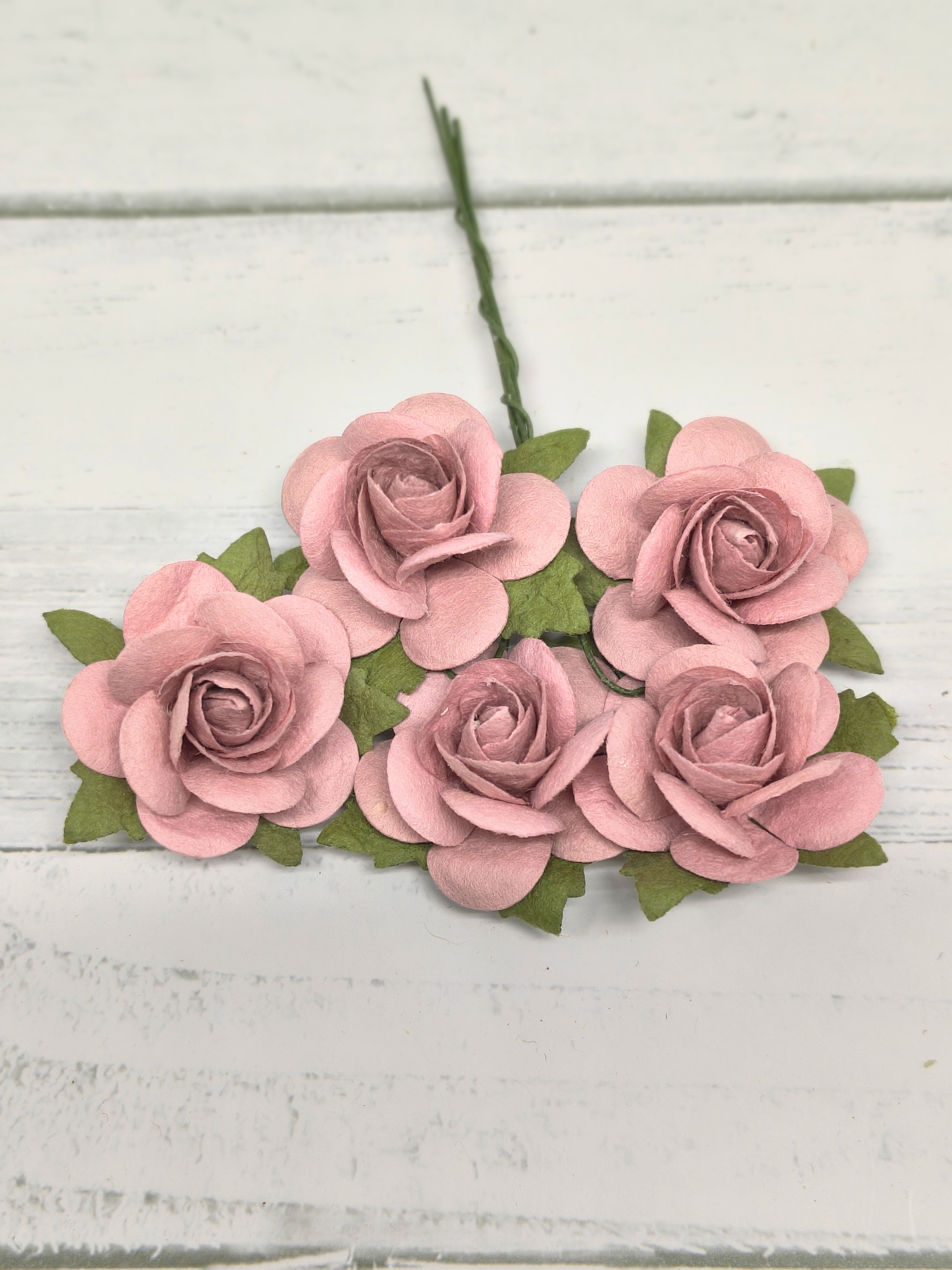 OR-R6-13 Open Roses I am Roses Paper Flowers - DUSTY PINK- brudny róż-5pcs