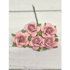 OR-R6-13 Open Roses I am Roses Paper Flowers - DUSTY PINK- brudny róż-5pcs