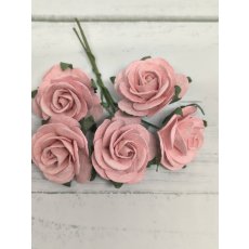 OR-R6-14 Open Roses I am Roses Paper Flowers -PALE PINK- brudny róż-5pcs
