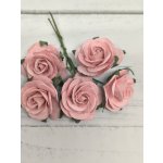 OR-R6-14 Open Roses I am Roses Paper Flowers -PALE PINK- brudny róż-5pcs