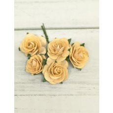 OR-R6-16 Open Roses I am Roses Paper Flowers -HONEY BEIGE 5pcs