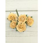 OR-R6-16 Open Roses I am Roses Paper Flowers -HONEY BEIGE 5pcs