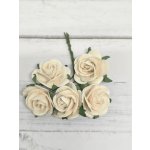OR-R6-2 Open Roses I am Roses Paper Flowers -ECRU-5pcs