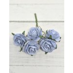 OR-R6-3 Open Roses I am Roses Paper Flowers -BABY BLUE-5pcs