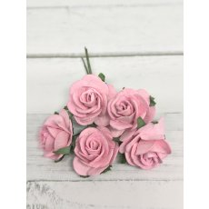 OR-R6-4 Open Roses I am Roses Paper Flowers -BABY BLUE-5pcs
