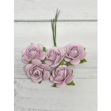 OR-R6-7 Open Roses I am Roses Paper Flowers - SOFT Lilac Purple-5pcs
