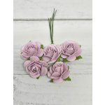 OR-R6-7 Open Roses I am Roses Paper Flowers - SOFT Lilac Purple-5pcs
