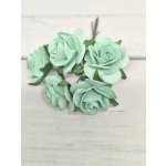 OR-R6-8 Open Roses I am Roses Paper Flowers - MINT GREEN-5pcs