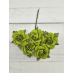 OR-R6-9 Open Roses I am Roses Paper Flowers - LIME GREEN-5pcs