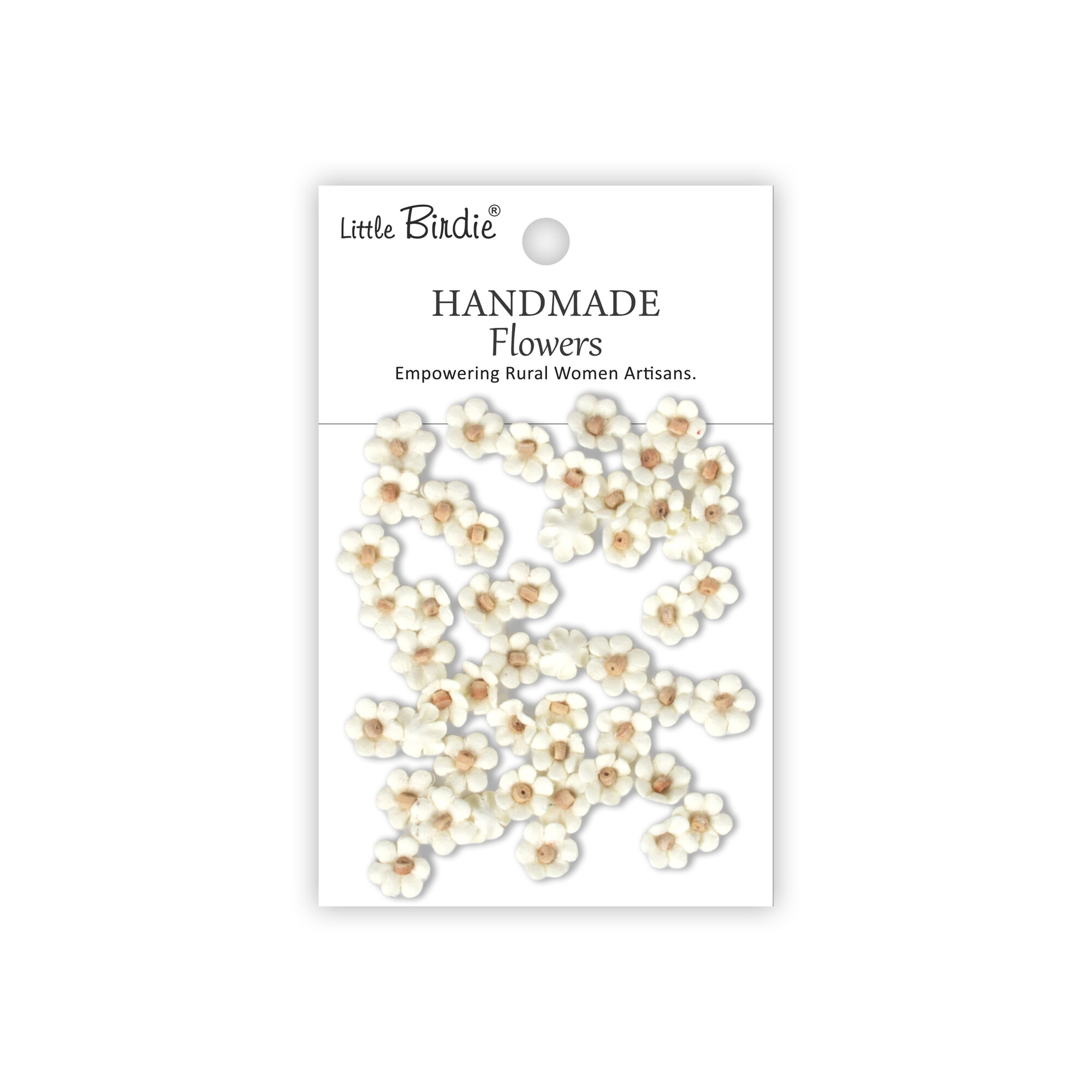CR103039 Little Birdie Handmade Printed Paper Flowers Esme Ivory Pearl -50pcs