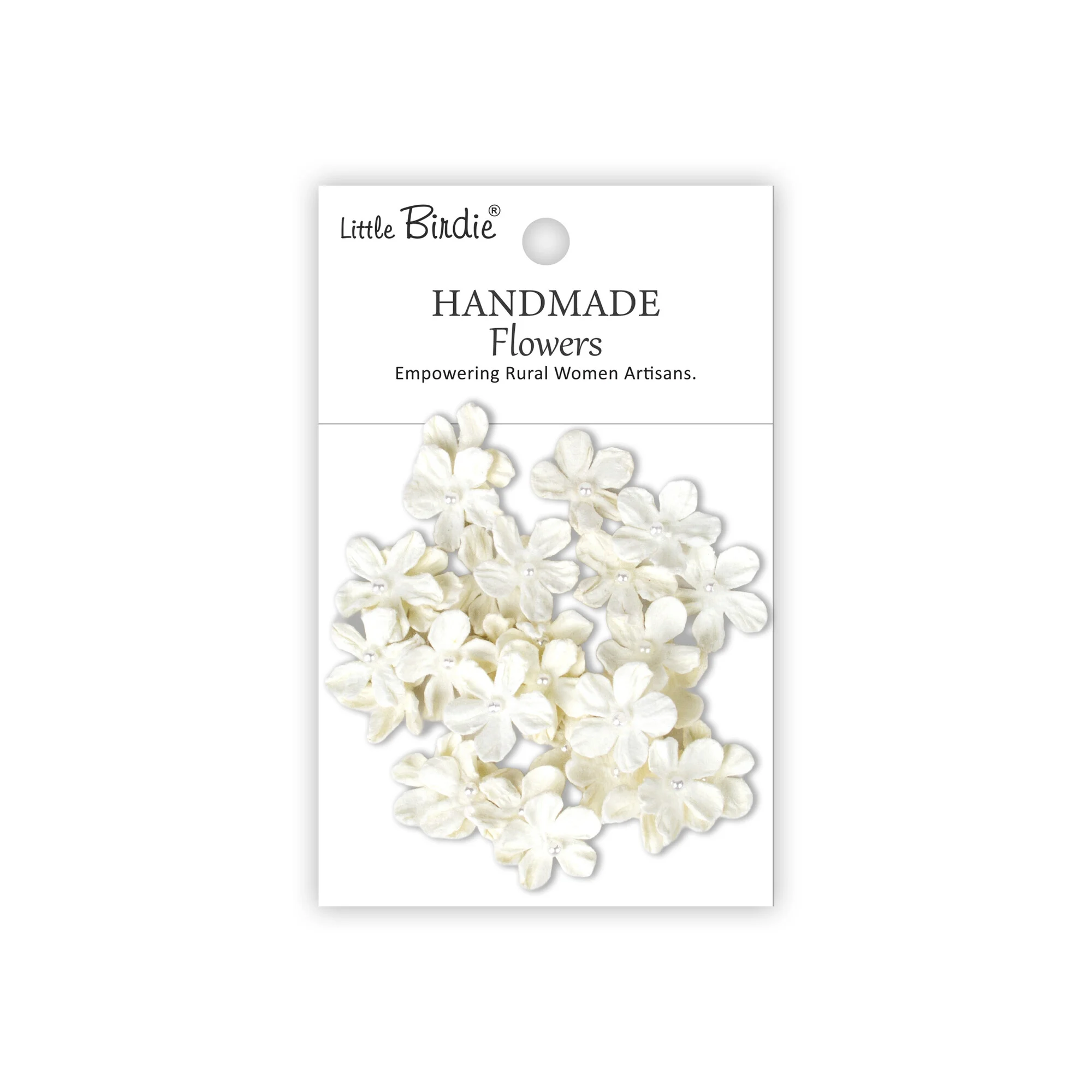 CR103049 Little Birdie Handmade Printed Paper Flowers Pearl Petites Ivory Pearl -30pcs