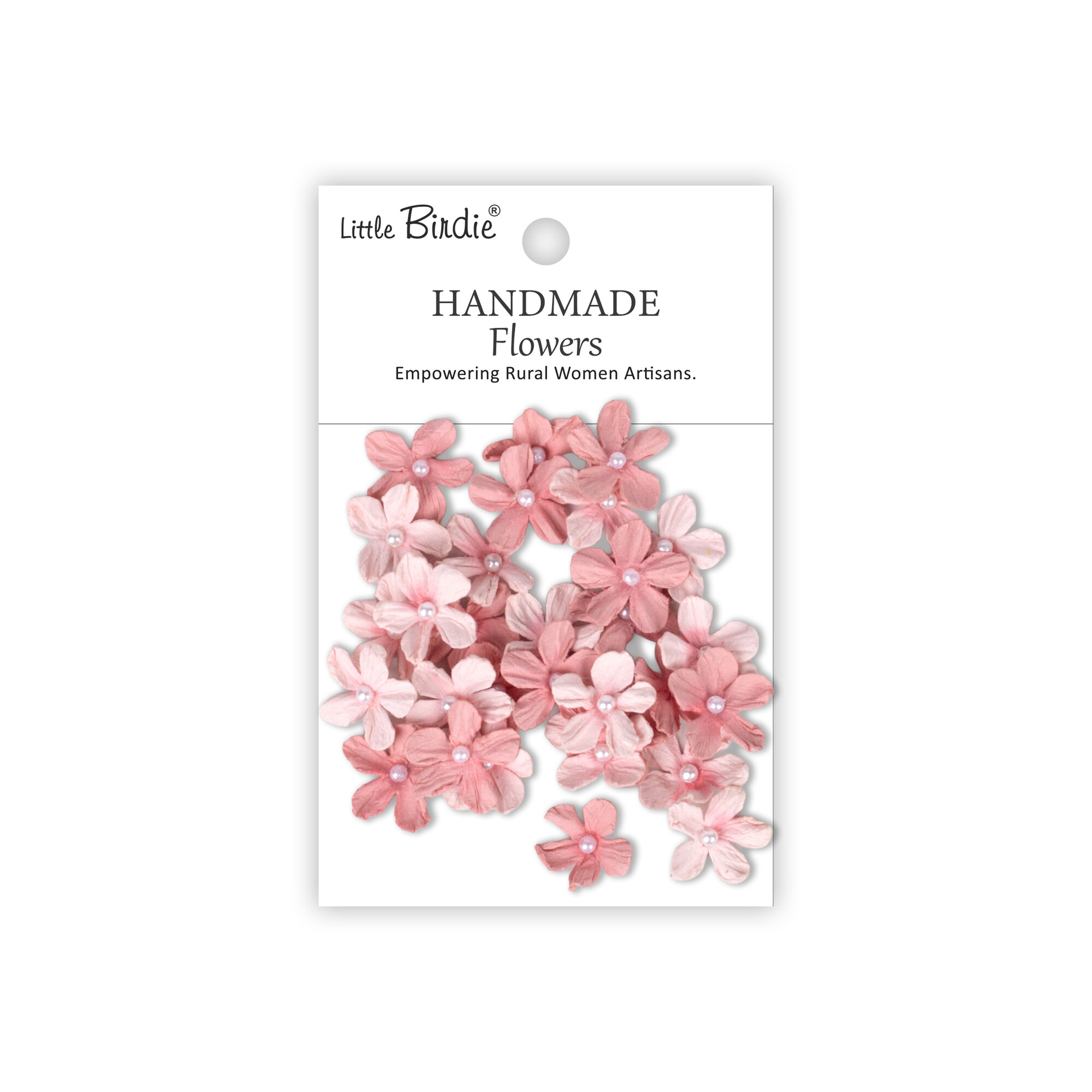 CR103053 Little Birdie Handmade Printed Paper Flowers Pearl Petites Pink Passion -30pcs