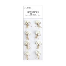 CR103266  Little Birdie Handmade Printed Paper Flowers Bouqet Ivory Pearl   -8pcs