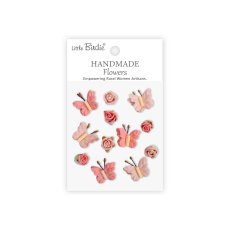 CR103308 Little Birdie Handmade Printed Paper Flowers Roses & Butterflies Pink Passion   -12pcs