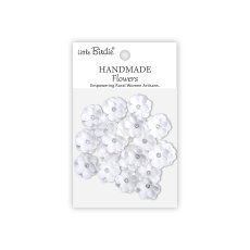 CR109886 Little Birdie Handmade Printed Paper Flowers Twinkle Frosty White  -20pcs