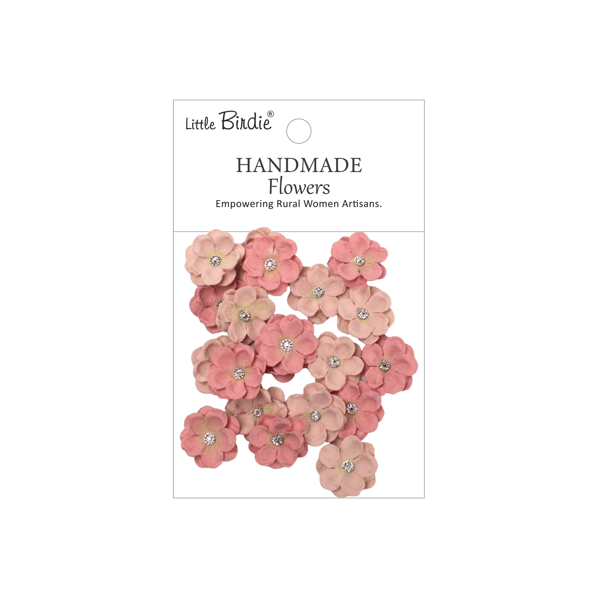 CR109890 Little Birdie Handmade Printed Paper Flowers Twinkle Pink Passion -20pcs