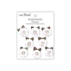 CR109910  Little Birdie Handmade Printed Paper Flowers Butter Cup Frosty White  -8pcs
