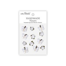 CR109938 Little Birdie Handmade Printed Paper Flowers Roses & Butterflies Frosty White -12pcs