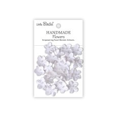 CR109948 Little Birdie Handmade Printed Paper Flowers Pearl Petites Frosty White -30pcs