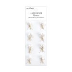 CR109968 Little Birdie Handmade Printed Paper Flowers Bouqet Frosty White -8pcs