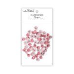 CR109982 Little Birdie Handmade Printed Paper Flowers Micro Jewlled Florettes Pink Passion -60pcs