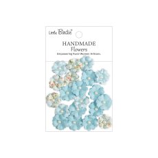 CR110146  Little Birdie Handmade Printed Paper Flowers Lucile Blue Symphony  -20pcs