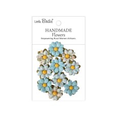 CR110148 Little Birdie Handmade Printed Paper Flowers Cordelia Blue Symphony -9pcs