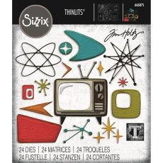 666875 Cutting dies Sizzix • Thinlits 24pcs Die Set Vault Atomic Retro by Tim Holtz