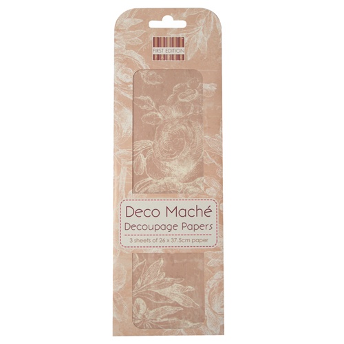 FEDEC001 First Edition Deco Maché - Pink Roses-papier do decoupage'u