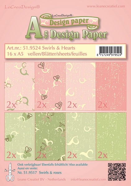51.9524 Zestaw papierów A5 Swirls&hearts