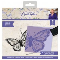 S-VBUT-STD-MONAR  Sara Signature Vintage Butterflies Stamp and Die - Monarch